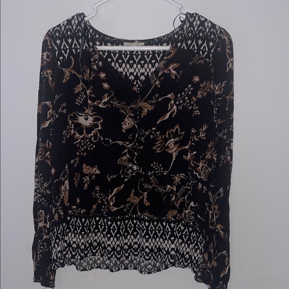 Style & Co. Tops - Style & Co. Black and Brown Patterned Blouse